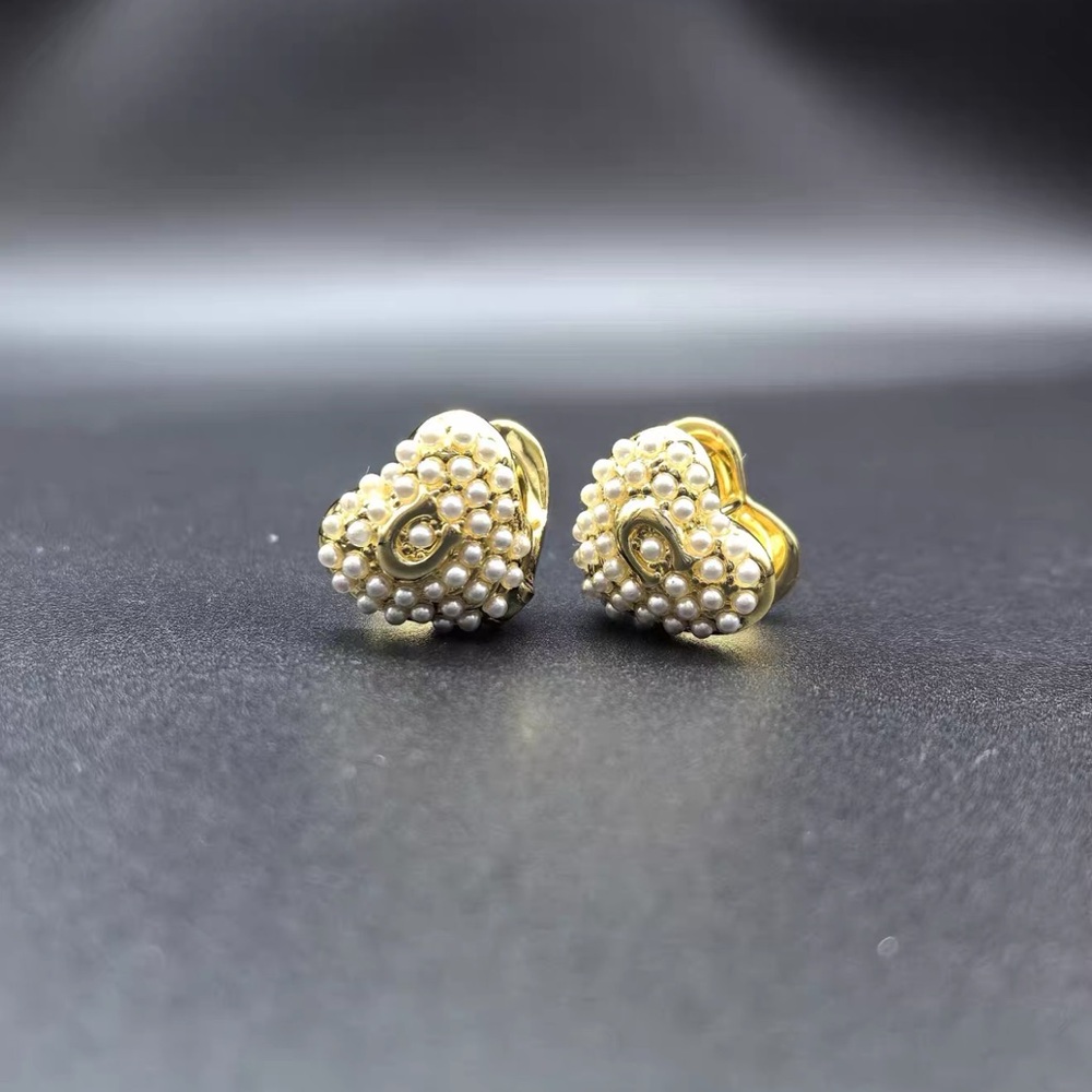 Coach Gold and Pearl Cluster Earrings - Picture 2 of 9